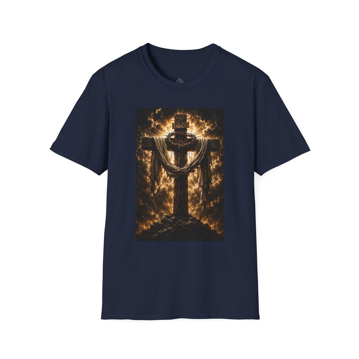 Fiery Cross Christian T-Shirt — Glowing Resurrection Design