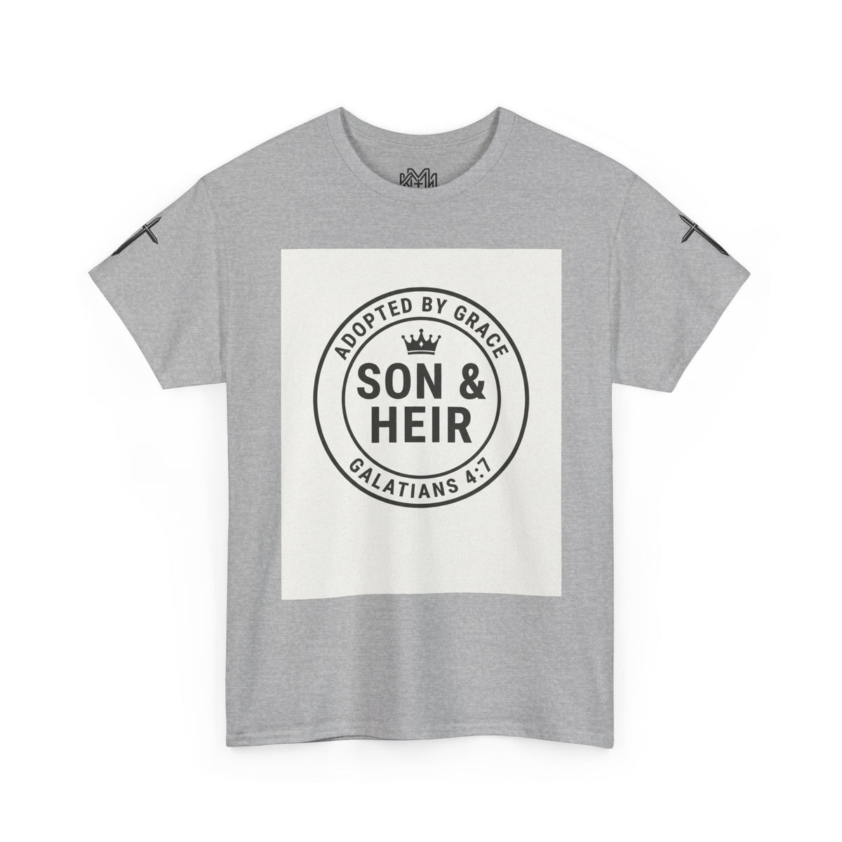 Christian Son & Heir T-Shirt — 'Adopted by Grace' Faith Tee with Jesus Prayer Design