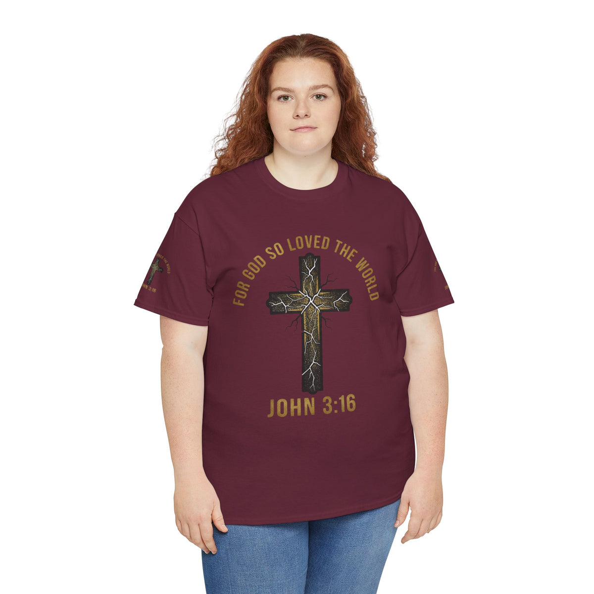 John 3:16 Cross T-Shirt — "For God So Loved the World" Christian Tee