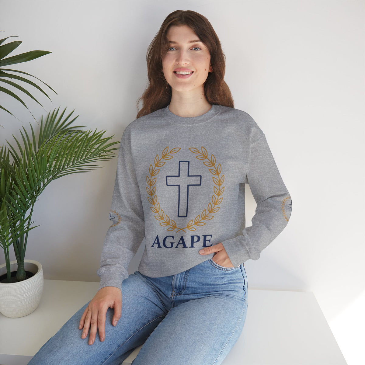 Agape Cross Crewneck Sweatshirt — Christian Faith Pullover
