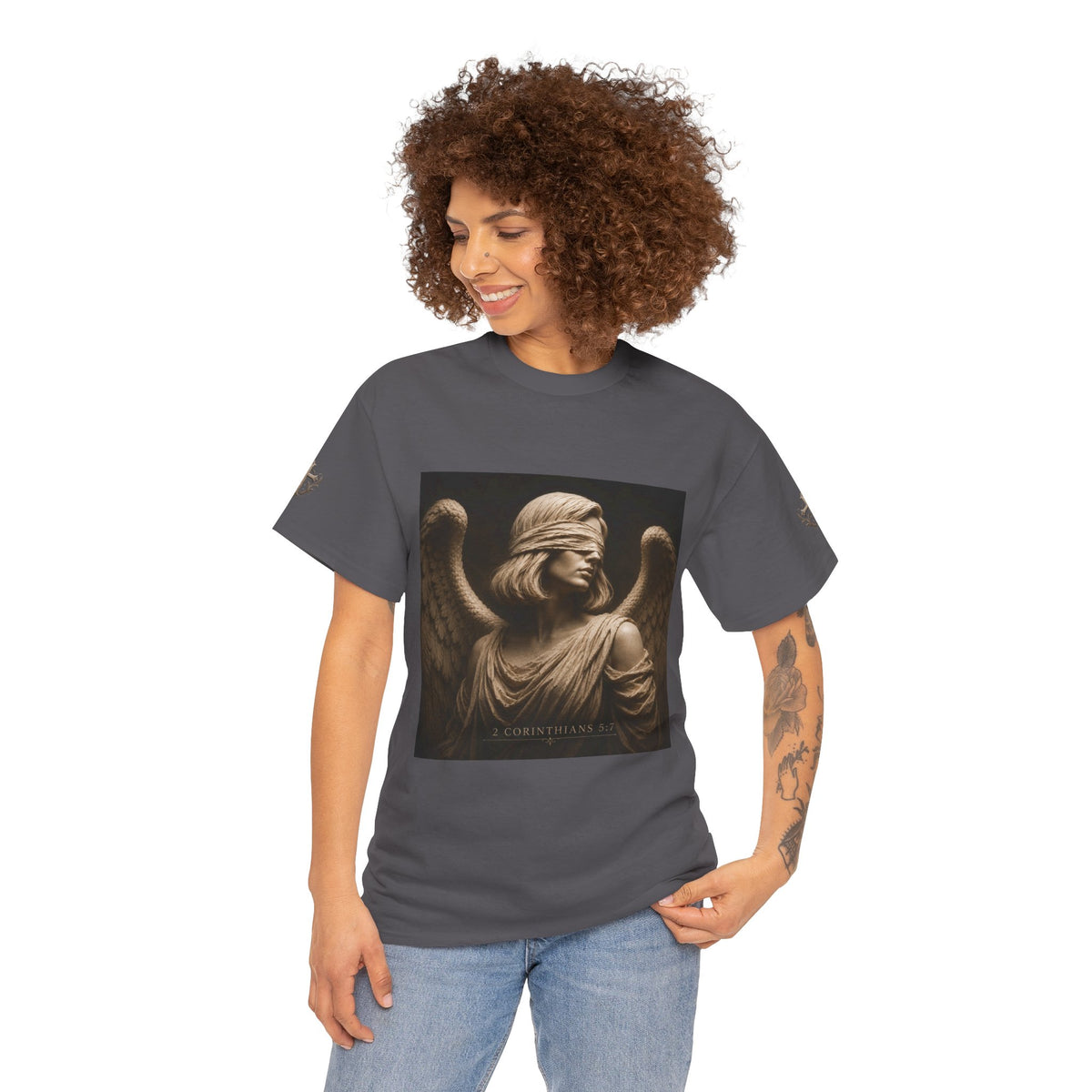 Angel Graphic Tee — "Walk by Faith, Not by Sight" Inspirational T‑Shirt