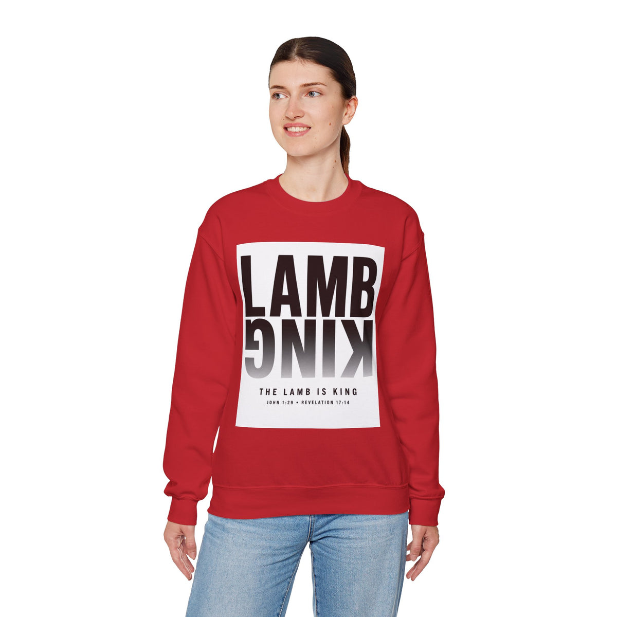 Lamb King Crewneck Sweatshirt — "The Lamb Is King" Christian Graphic Pullover