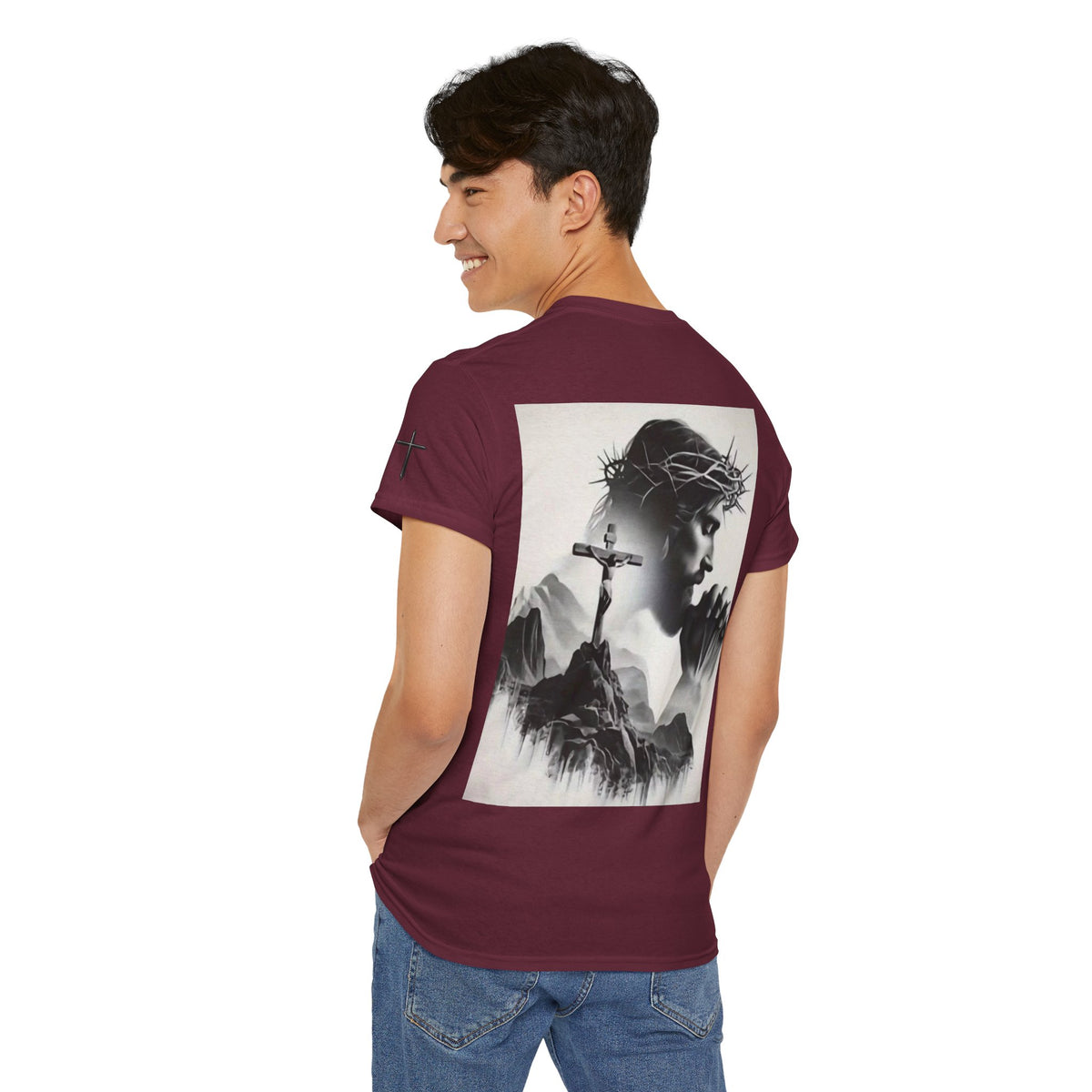 Christian Son & Heir T-Shirt — 'Adopted by Grace' Faith Tee with Jesus Prayer Design
