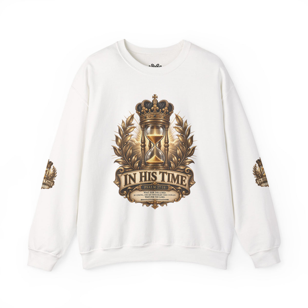 In His Time Crewneck Sweatshirt – Inspirational Christian Scripture Hourglass Design