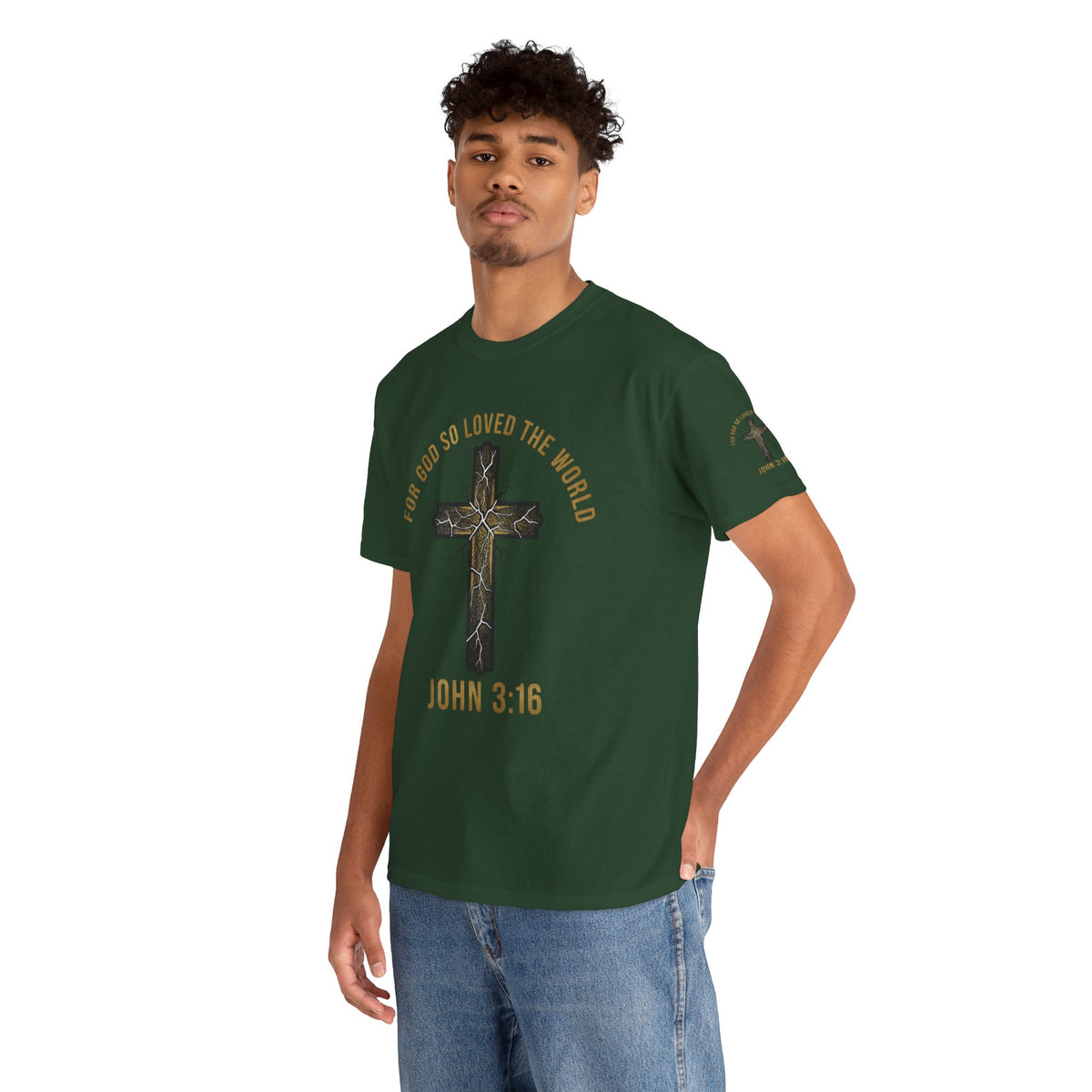 John 3:16 Cross T-Shirt — "For God So Loved the World" Christian Tee