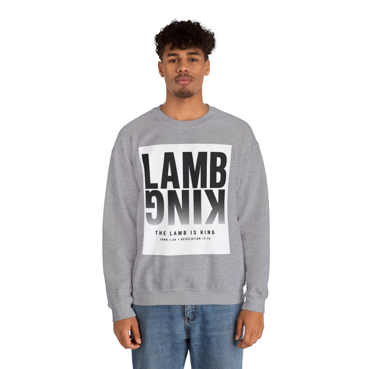 Lamb King Crewneck Sweatshirt — "The Lamb Is King" Christian Graphic Pullover