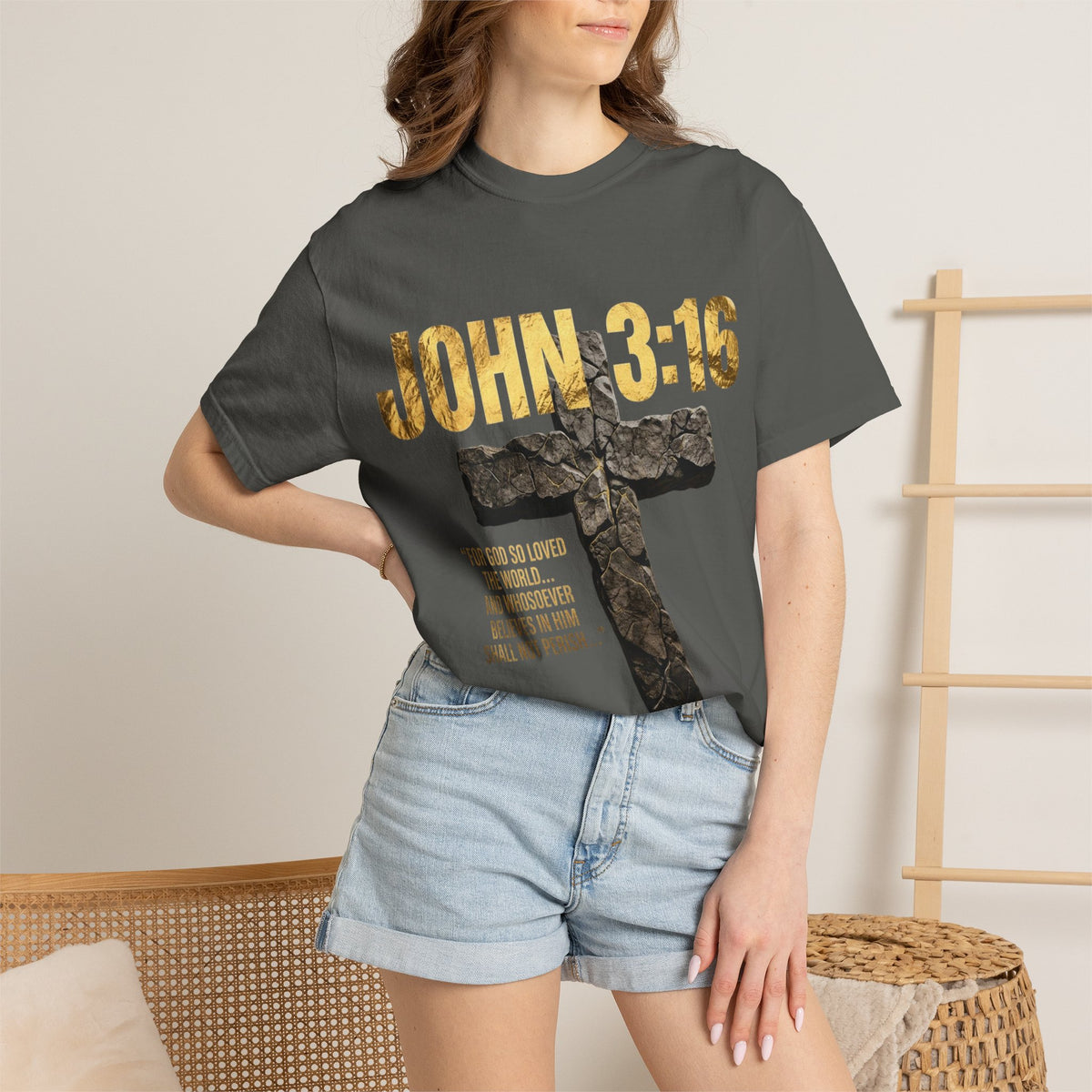 John 3:16 Cross T-Shirt — Christian Faith Scripture Tee
