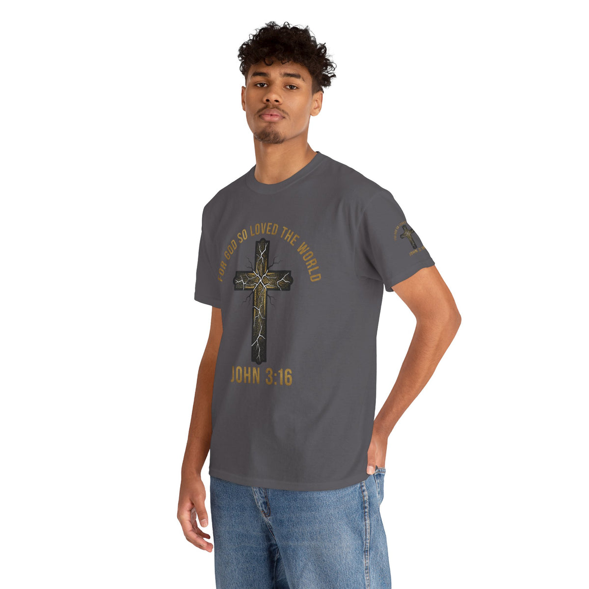 John 3:16 Cross T-Shirt — "For God So Loved the World" Christian Tee