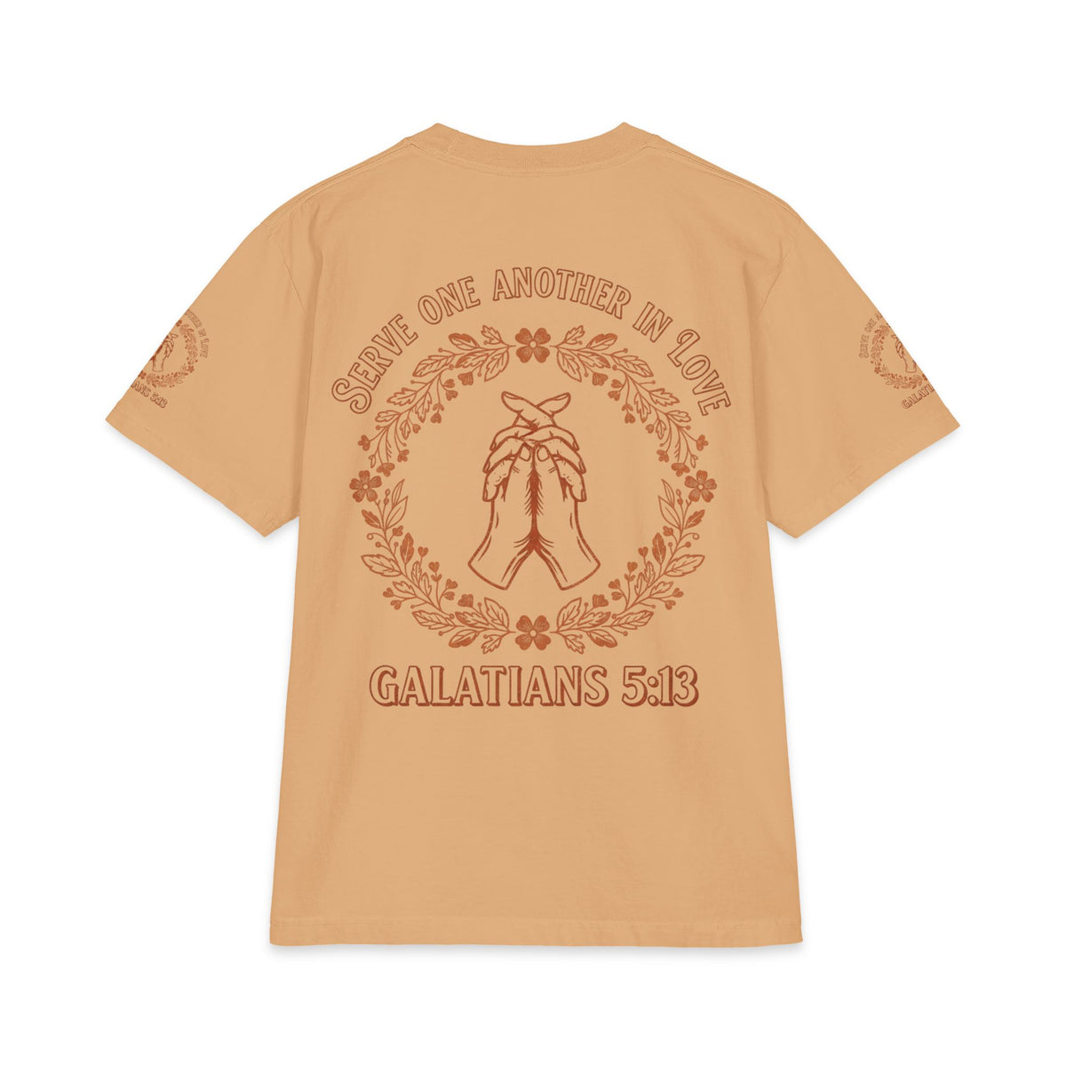 Galatians 5:13 Prayer Hands T-Shirt — Serve One Another in Love Christian Tee