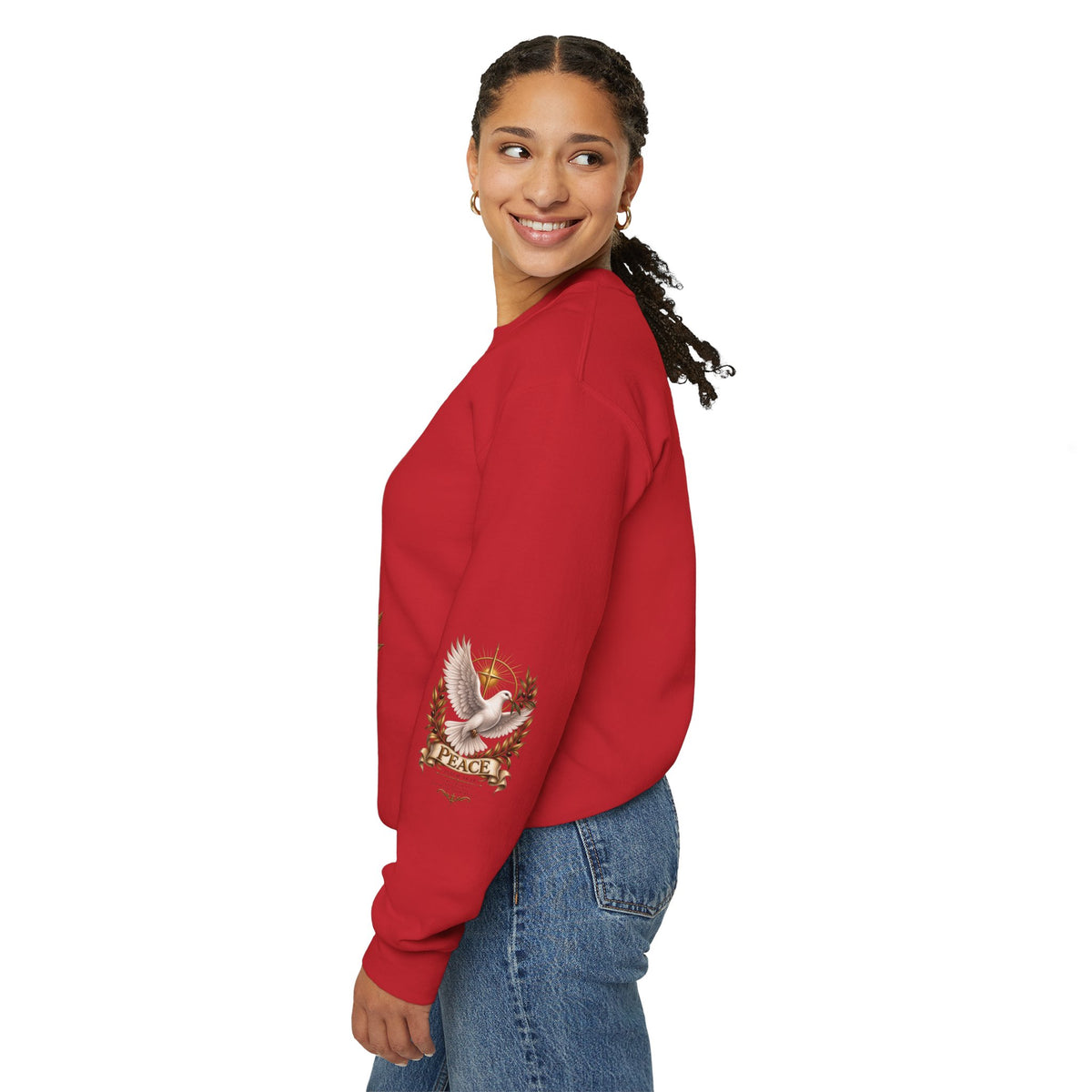 Peace Dove Crewneck Sweatshirt — Religious Christian Dove & Olive Branch Pullover