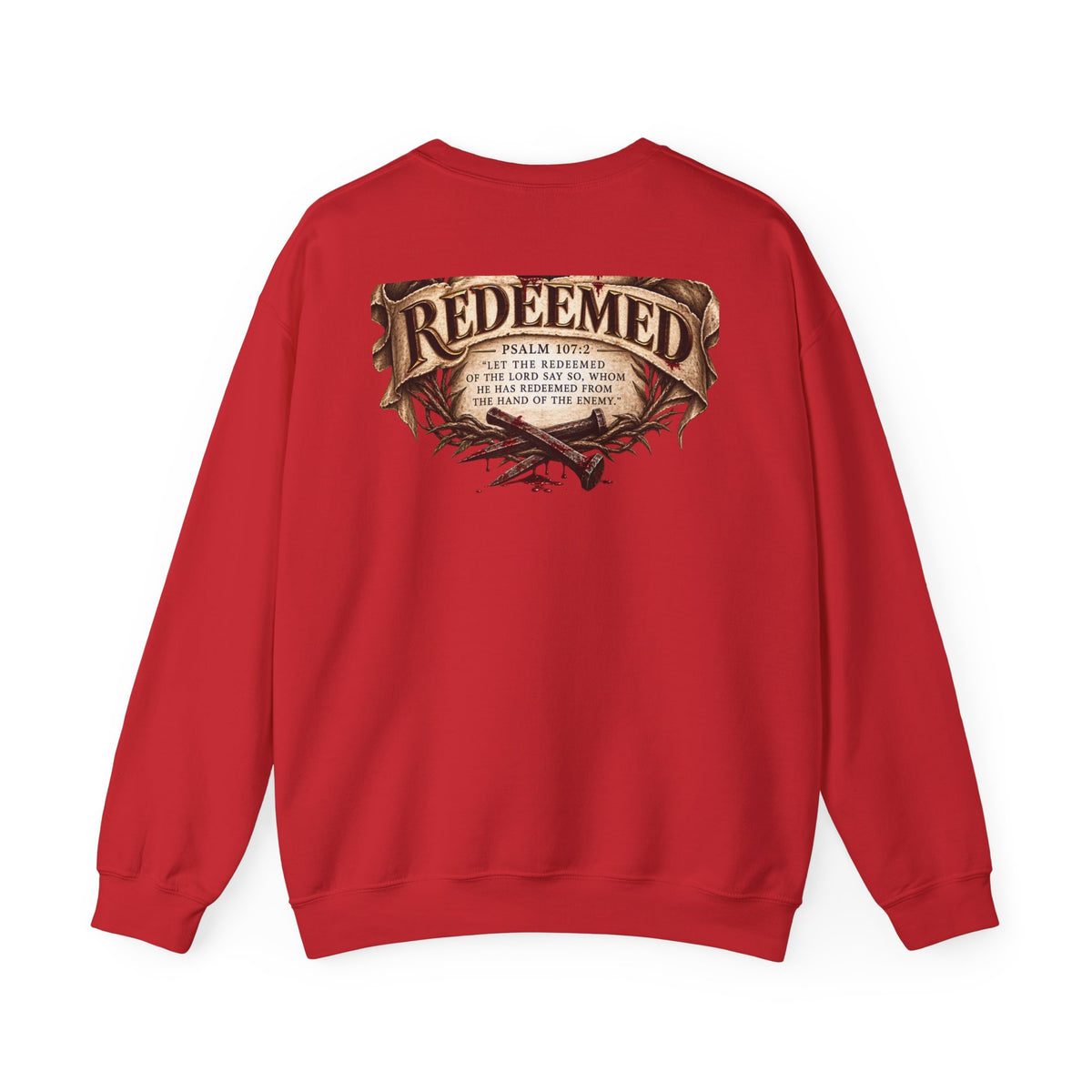 Redeemed Cross Sweatshirt — Christian Faith Crewneck (crown of thorns design)