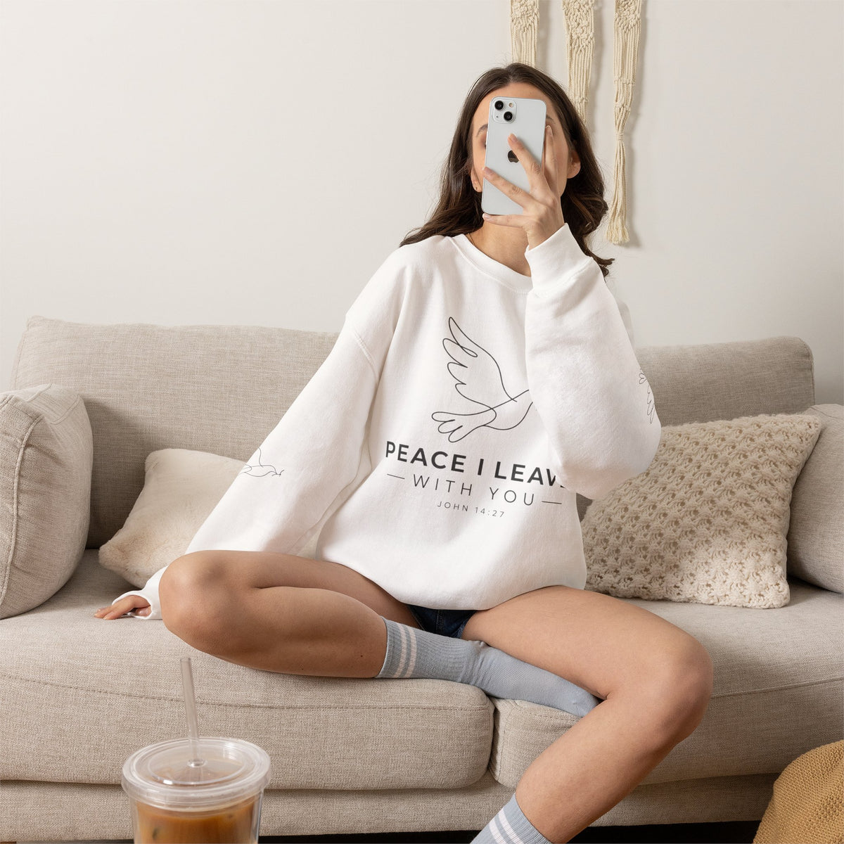 Peace I Leave Crewneck Sweatshirt — Dove & John 14:27 Inspirational Sweatshirt
