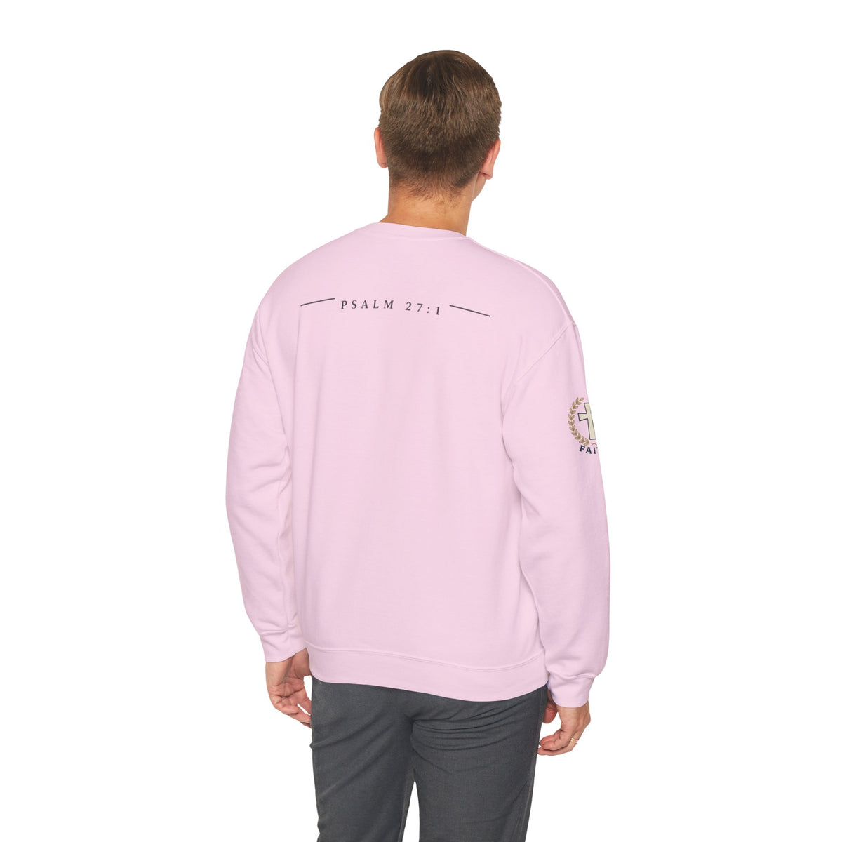 Faith Cross Crewneck Sweatshirt — Christian Psalm 27:1 Pullover