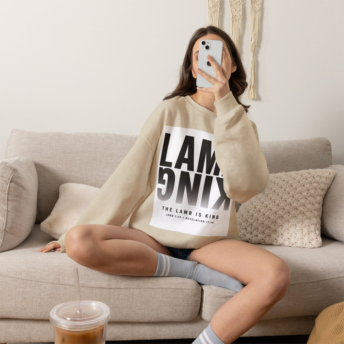 Lamb King Crewneck Sweatshirt — "The Lamb Is King" Christian Graphic Pullover