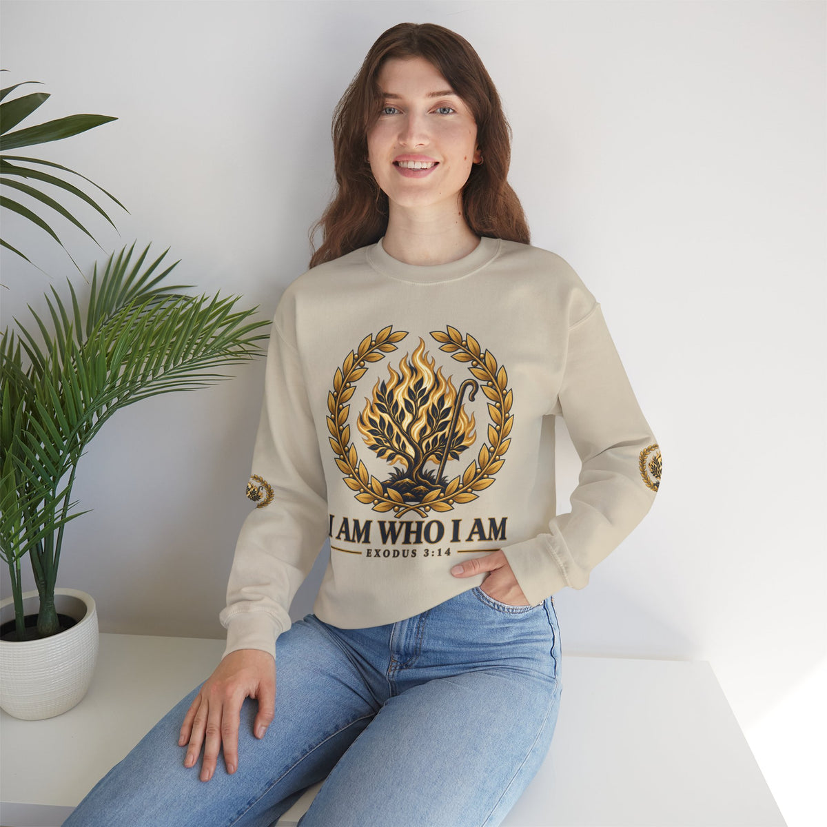 Crewneck Sweatshirt — "I Am Who I Am" Exodus 3:14 Inspirational Pullover