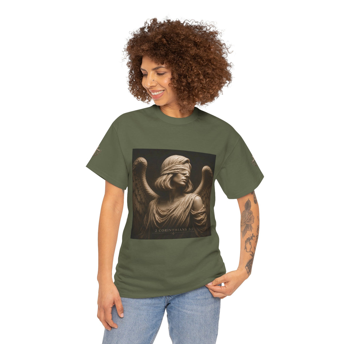 Angel Graphic Tee — "Walk by Faith, Not by Sight" Inspirational T‑Shirt