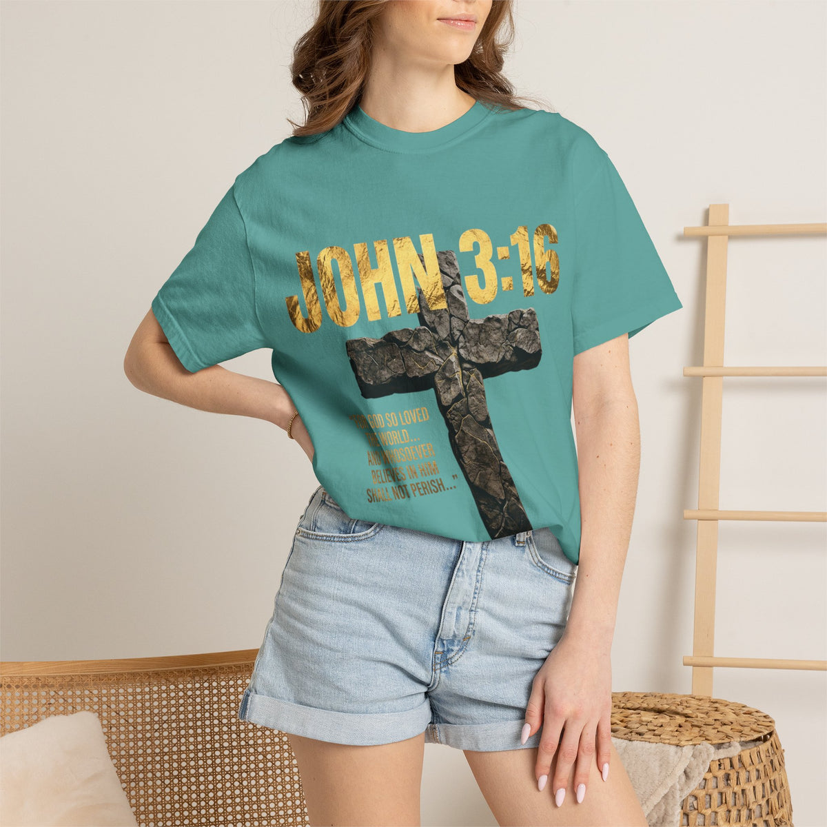John 3:16 Cross T-Shirt — Christian Faith Scripture Tee