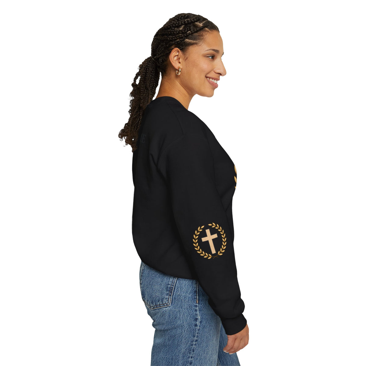 Christian Cross Crewneck Sweatshirt – "Christ Lives in Me" Religious Pullover