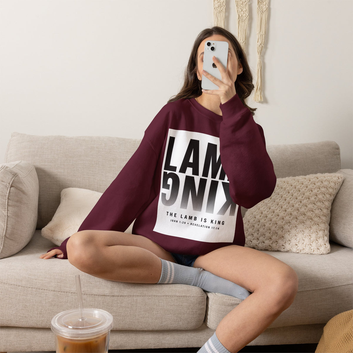 Lamb King Crewneck Sweatshirt — "The Lamb Is King" Christian Graphic Pullover