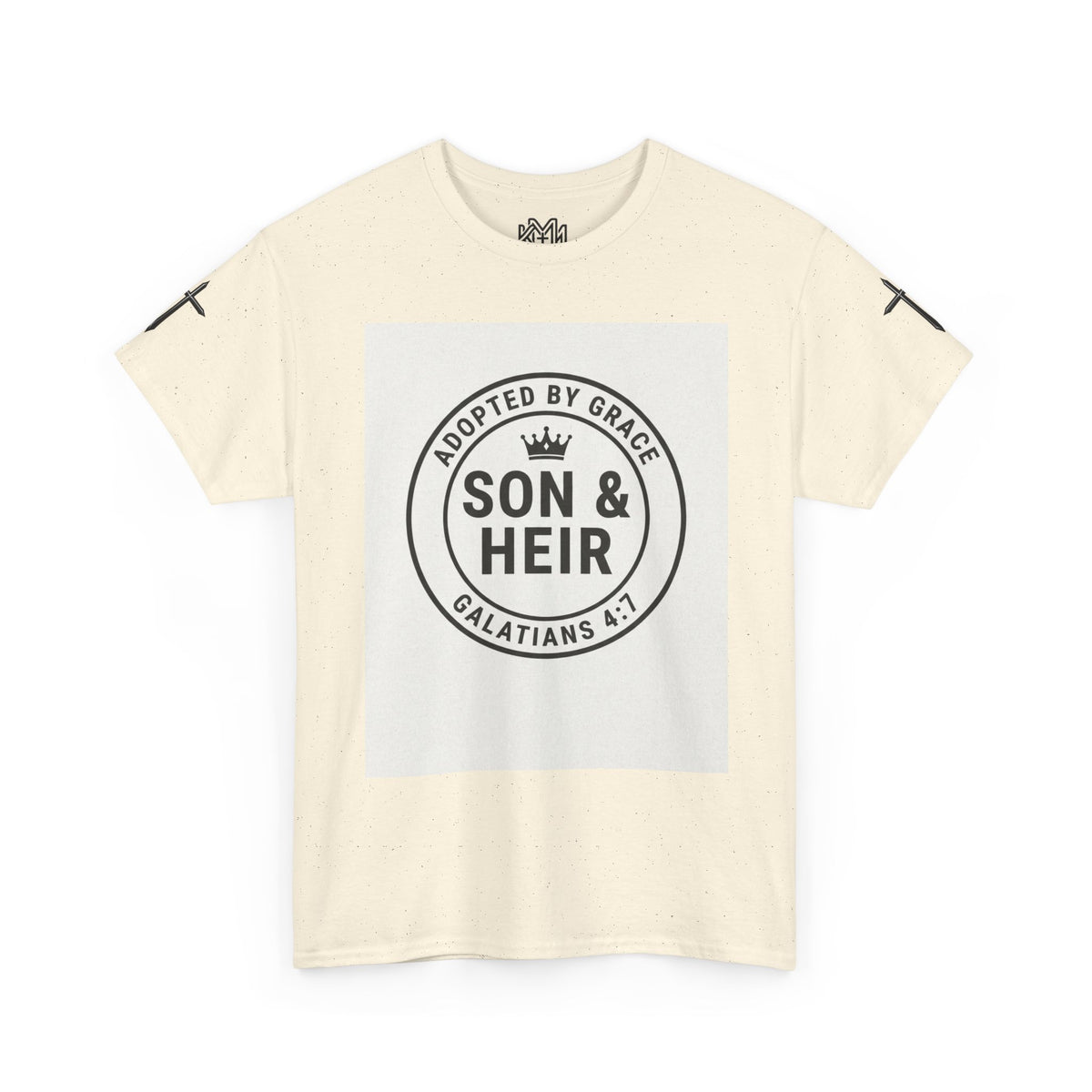 Christian Son & Heir T-Shirt — 'Adopted by Grace' Faith Tee with Jesus Prayer Design