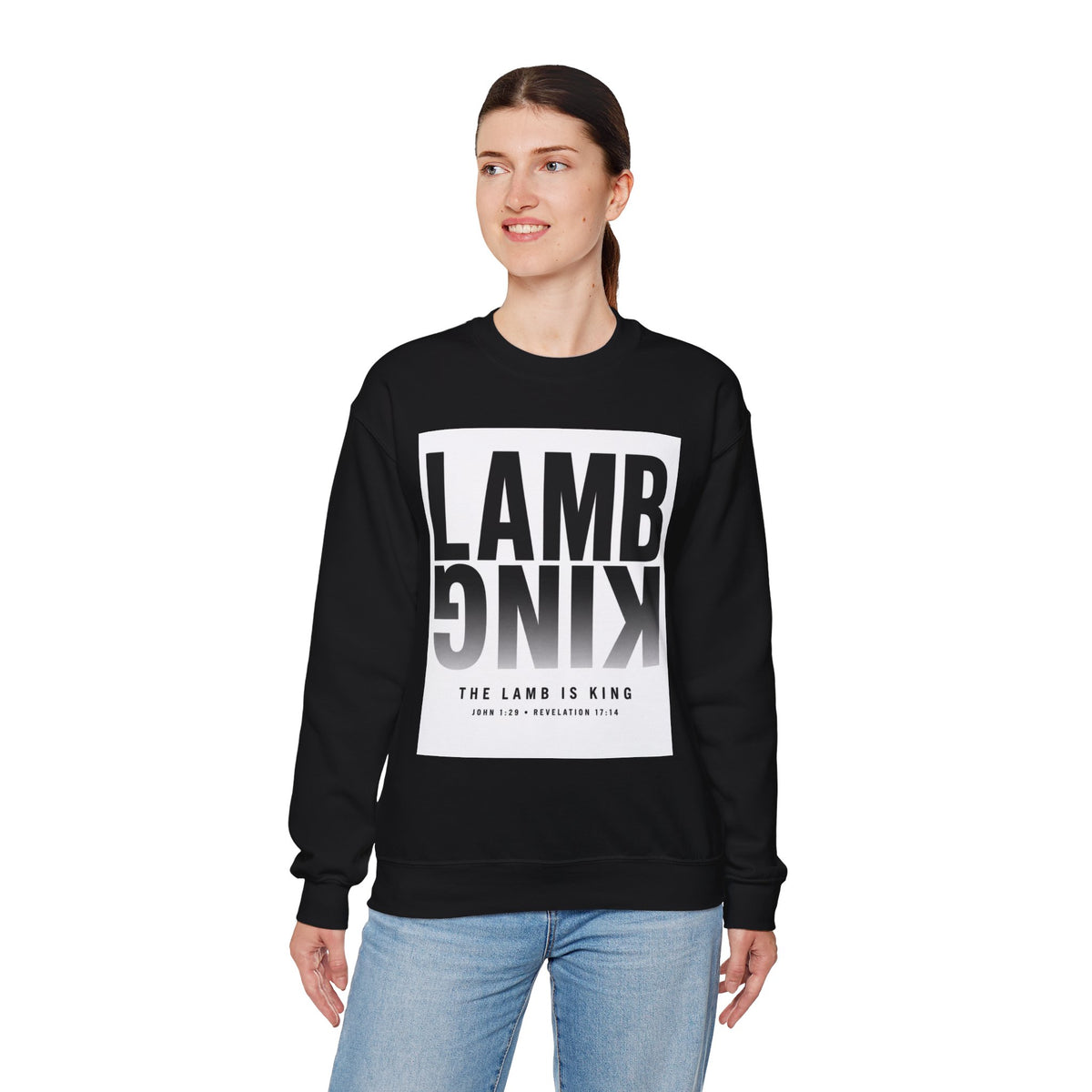 Lamb King Crewneck Sweatshirt — "The Lamb Is King" Christian Graphic Pullover