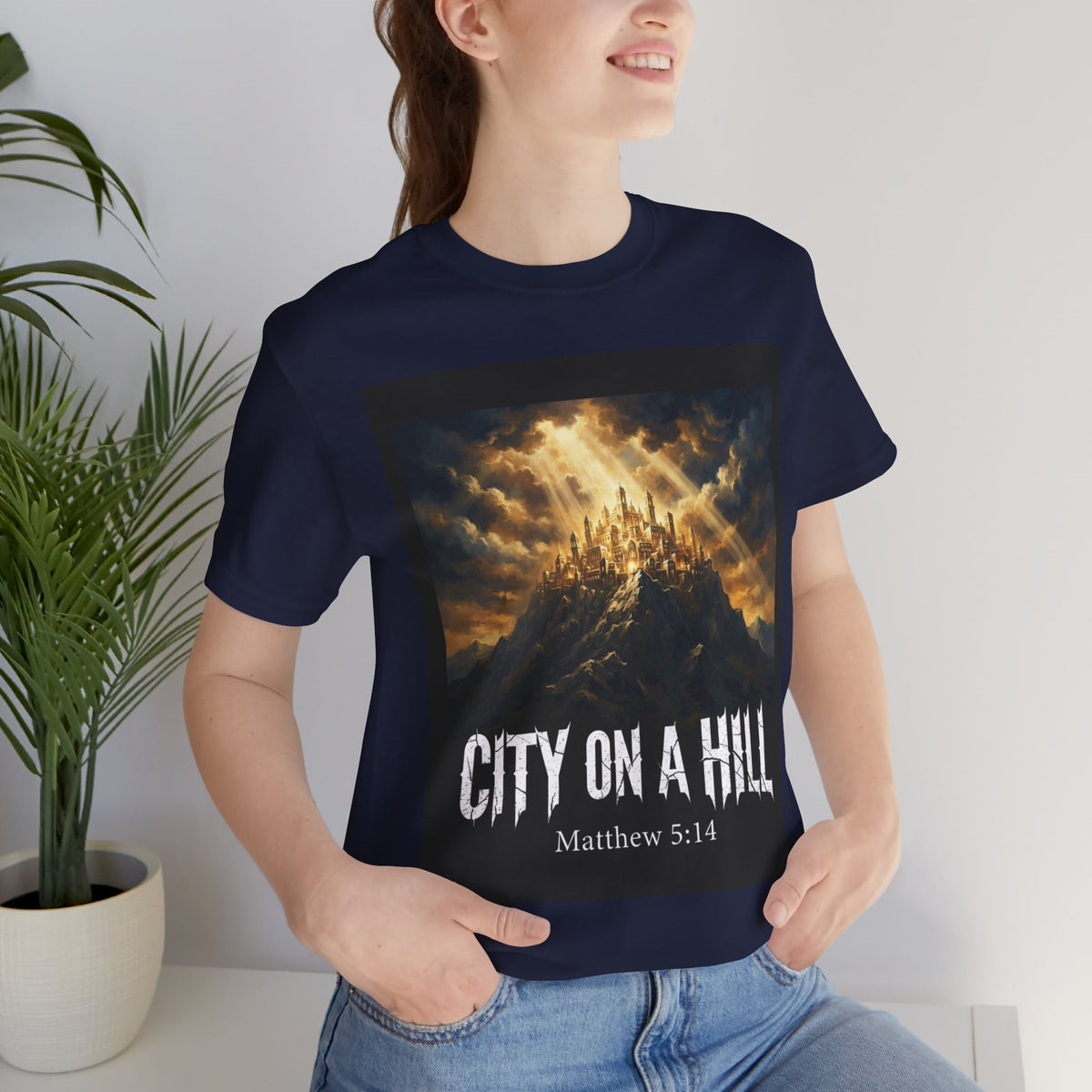 City on a Hill T-Shirt — Matthew 5:14 Christian Faith Tee