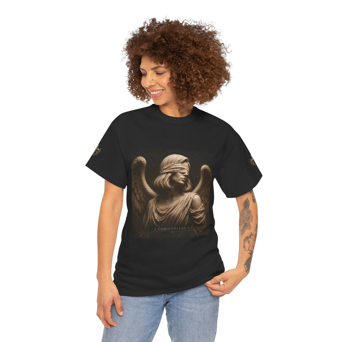 Angel Graphic Tee — "Walk by Faith, Not by Sight" Inspirational T‑Shirt