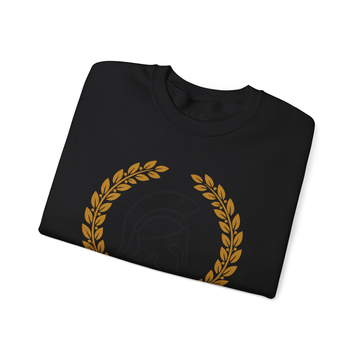 Courage Spartan Helmet Crewneck Sweatshirt — "Courage" with Laurel & Psalm 121:1-2
