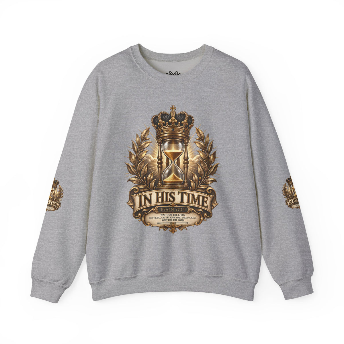 In His Time Crewneck Sweatshirt – Inspirational Christian Scripture Hourglass Design