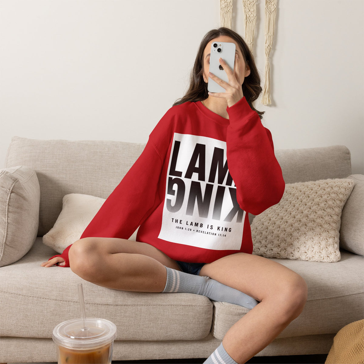 Lamb King Crewneck Sweatshirt — "The Lamb Is King" Christian Graphic Pullover