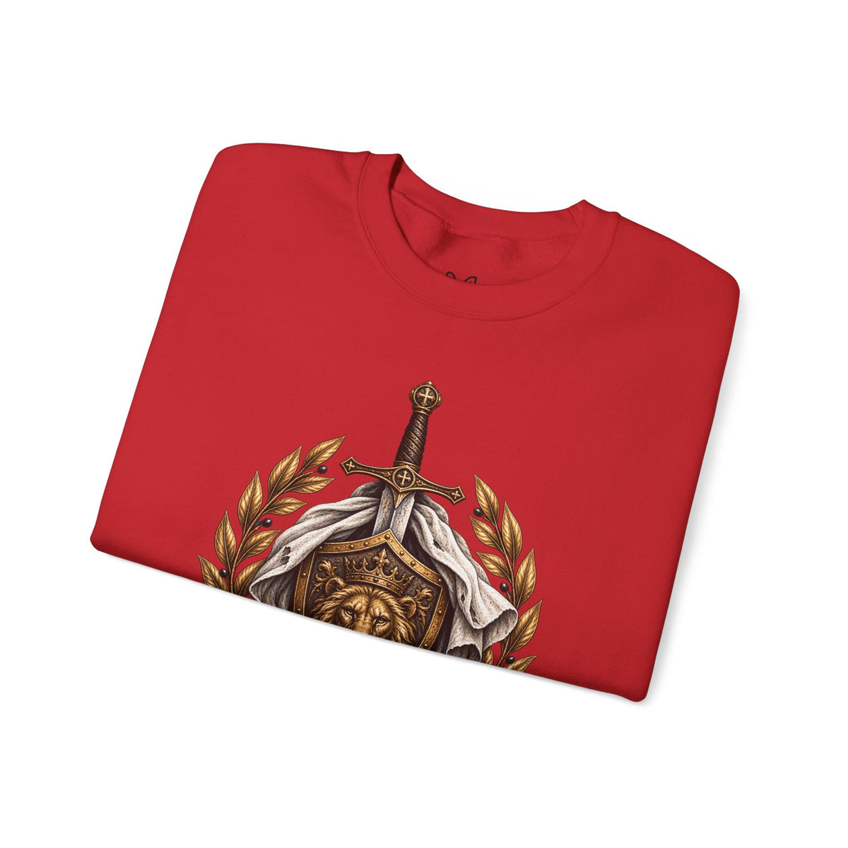 Crewneck Sweatshirt — 'Refuge' Lion & Sword Psalm 91:4 Christian Pullover