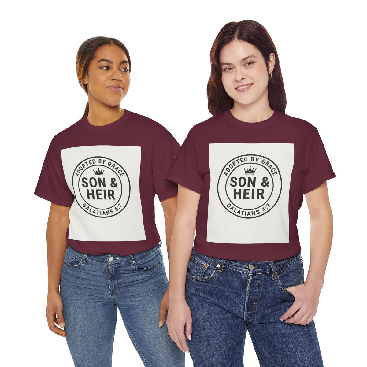 Christian Son & Heir T-Shirt — 'Adopted by Grace' Faith Tee with Jesus Prayer Design