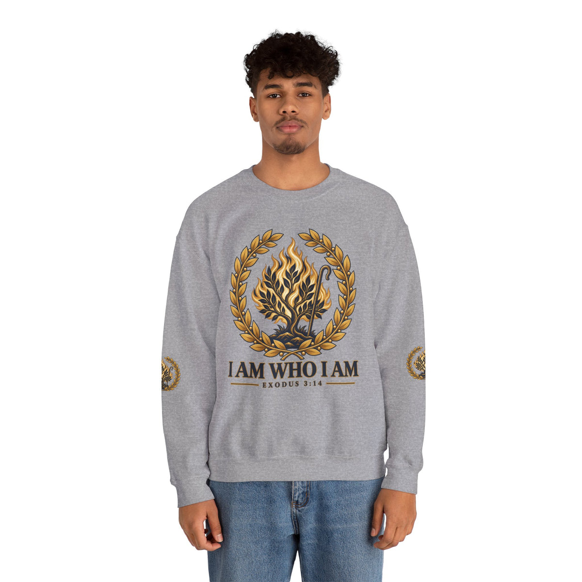 Crewneck Sweatshirt — "I Am Who I Am" Exodus 3:14 Inspirational Pullover