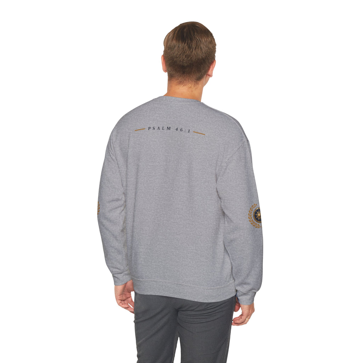 Crewneck Sweatshirt — “God Is Our Refuge and Strength” Psalm 46:1 Christian Faith Pullover
