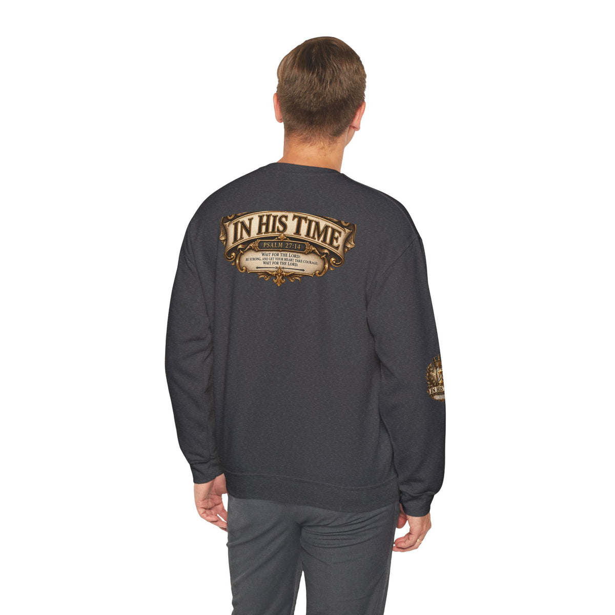 In His Time Crewneck Sweatshirt – Inspirational Christian Scripture Hourglass Design
