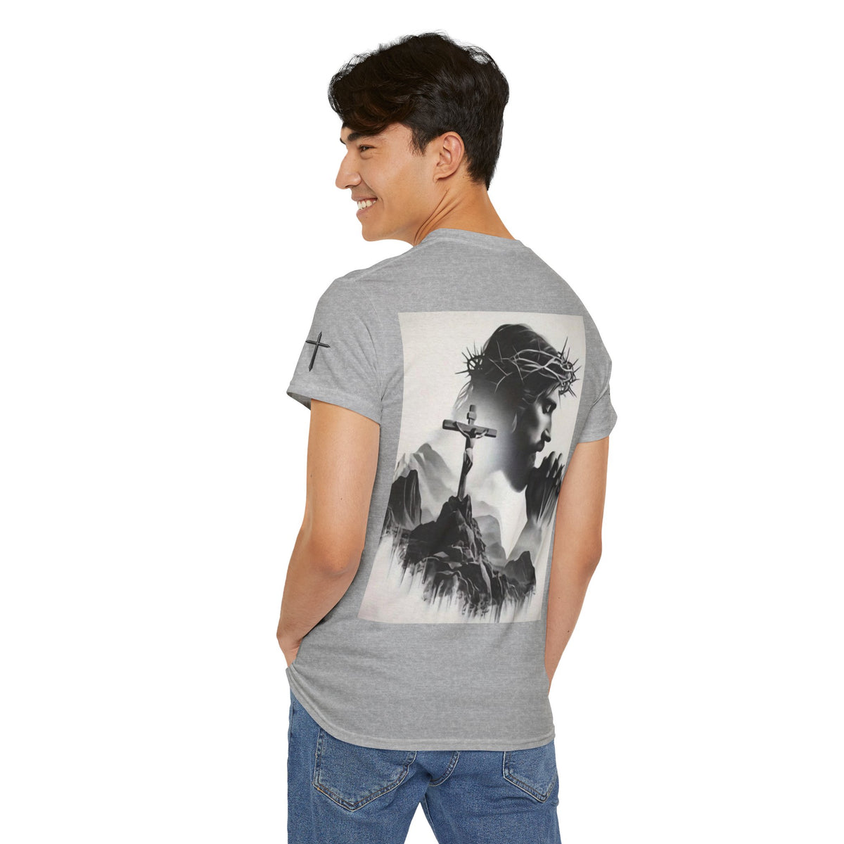 Christian Son & Heir T-Shirt — 'Adopted by Grace' Faith Tee with Jesus Prayer Design