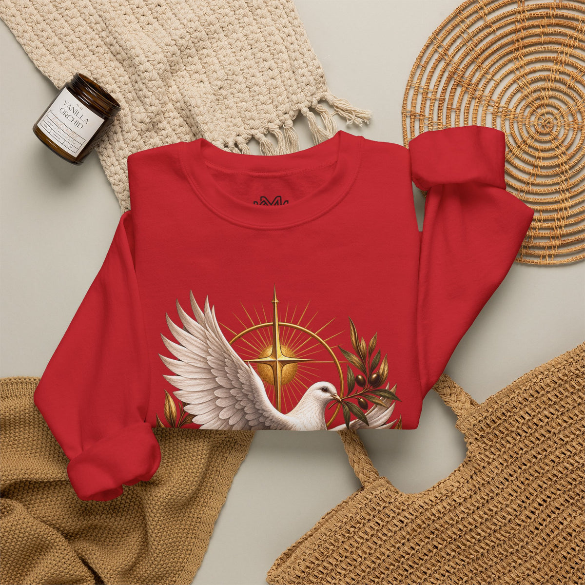 Peace Dove Crewneck Sweatshirt — Religious Christian Dove & Olive Branch Pullover