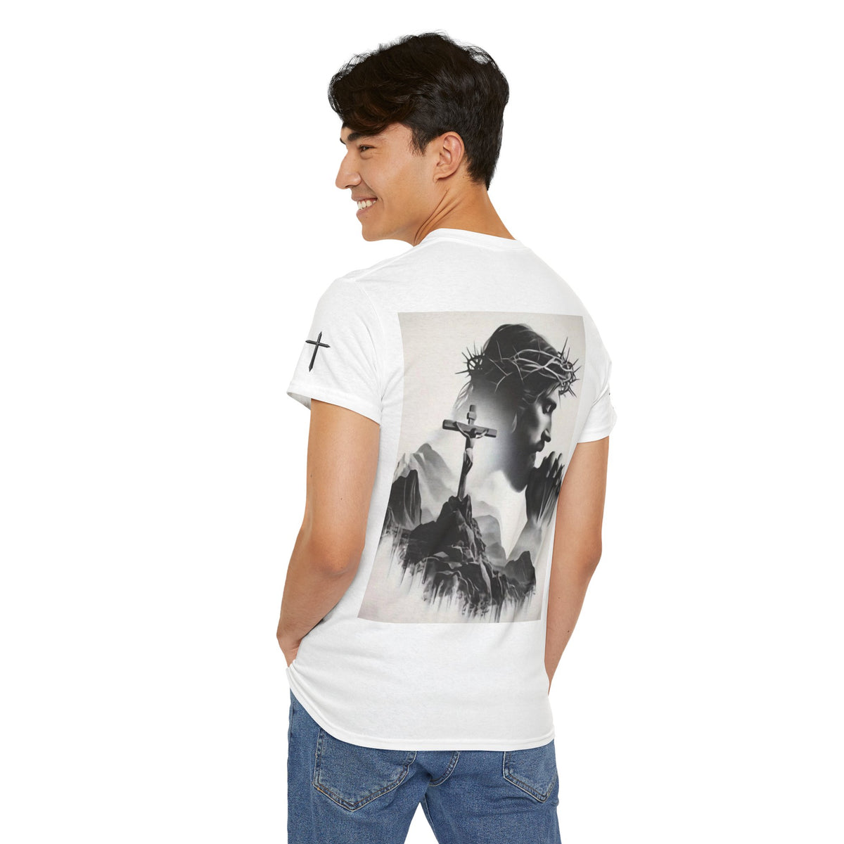 Christian Son & Heir T-Shirt — 'Adopted by Grace' Faith Tee with Jesus Prayer Design