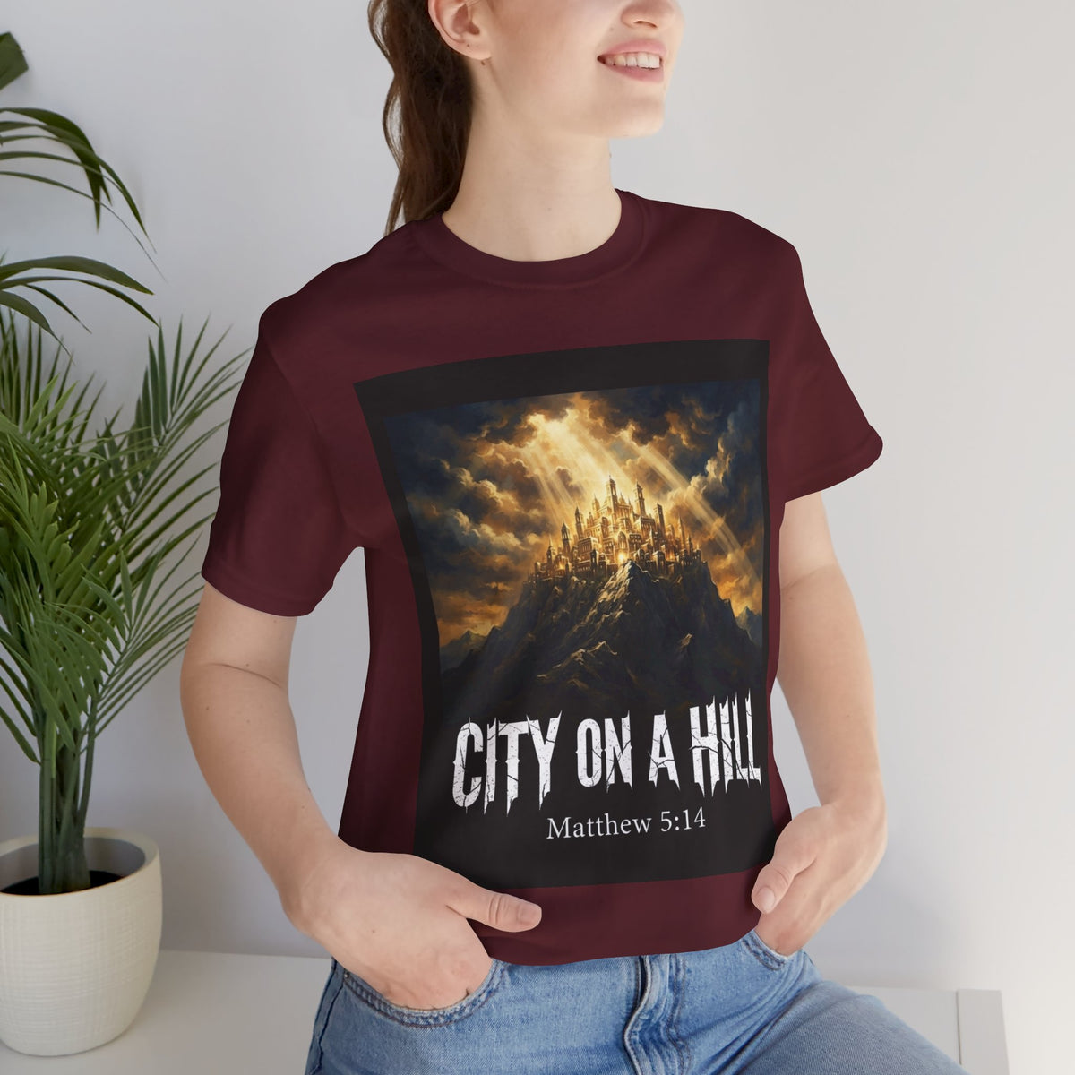City on a Hill T-Shirt — Matthew 5:14 Christian Faith Tee