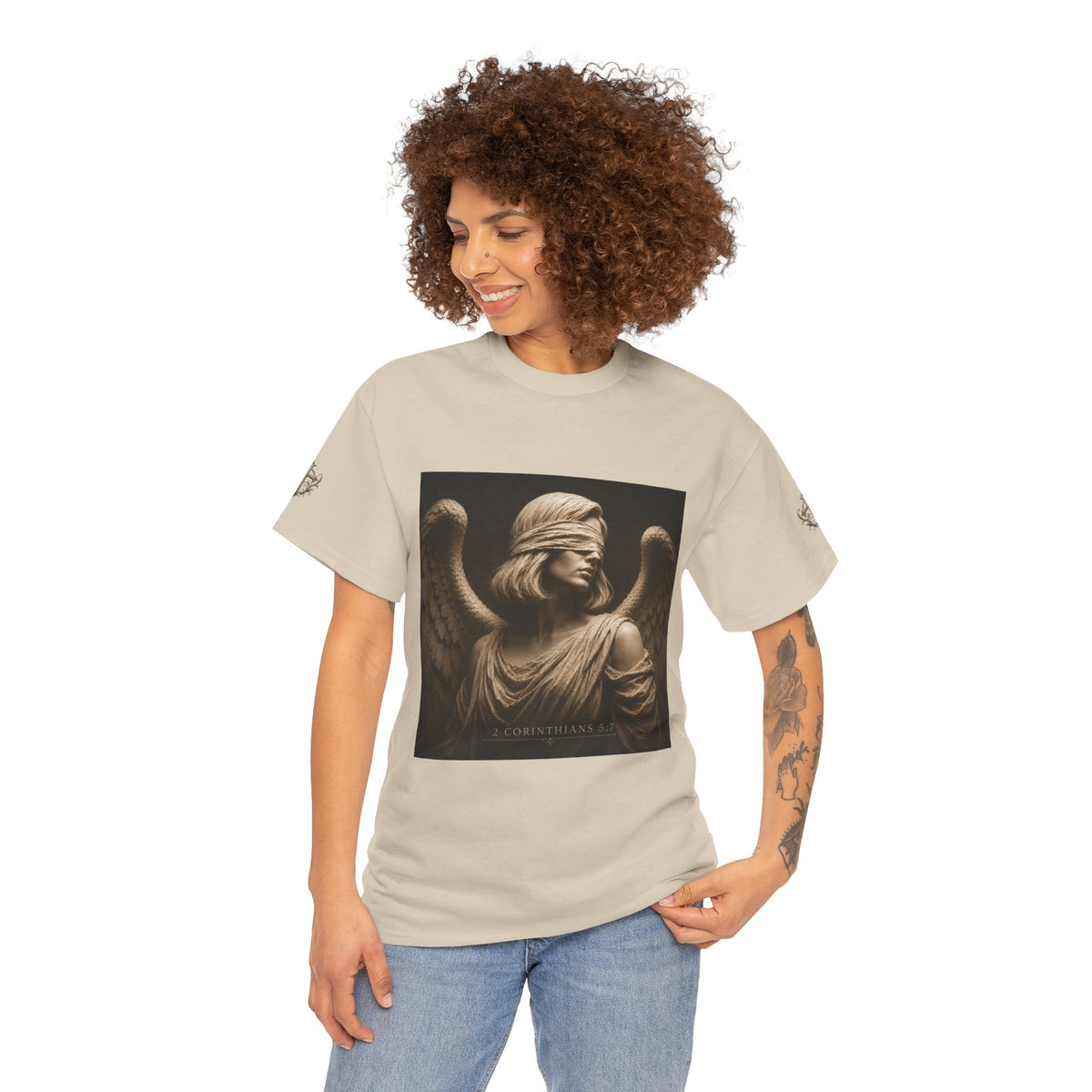 Angel Graphic Tee — "Walk by Faith, Not by Sight" Inspirational T‑Shirt