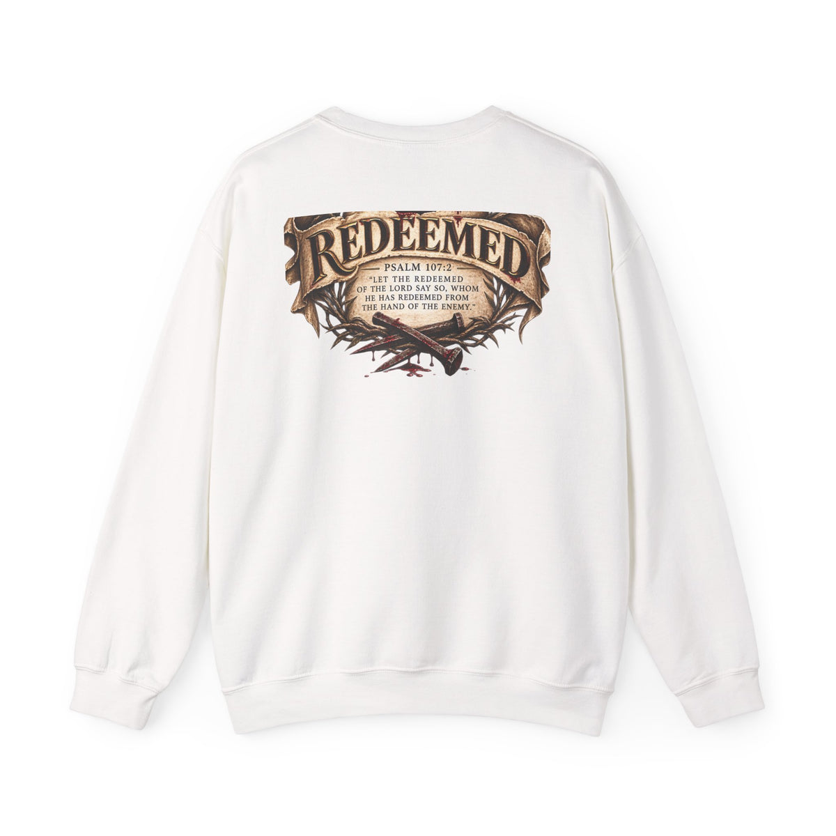 Redeemed Cross Sweatshirt — Christian Faith Crewneck (crown of thorns design)
