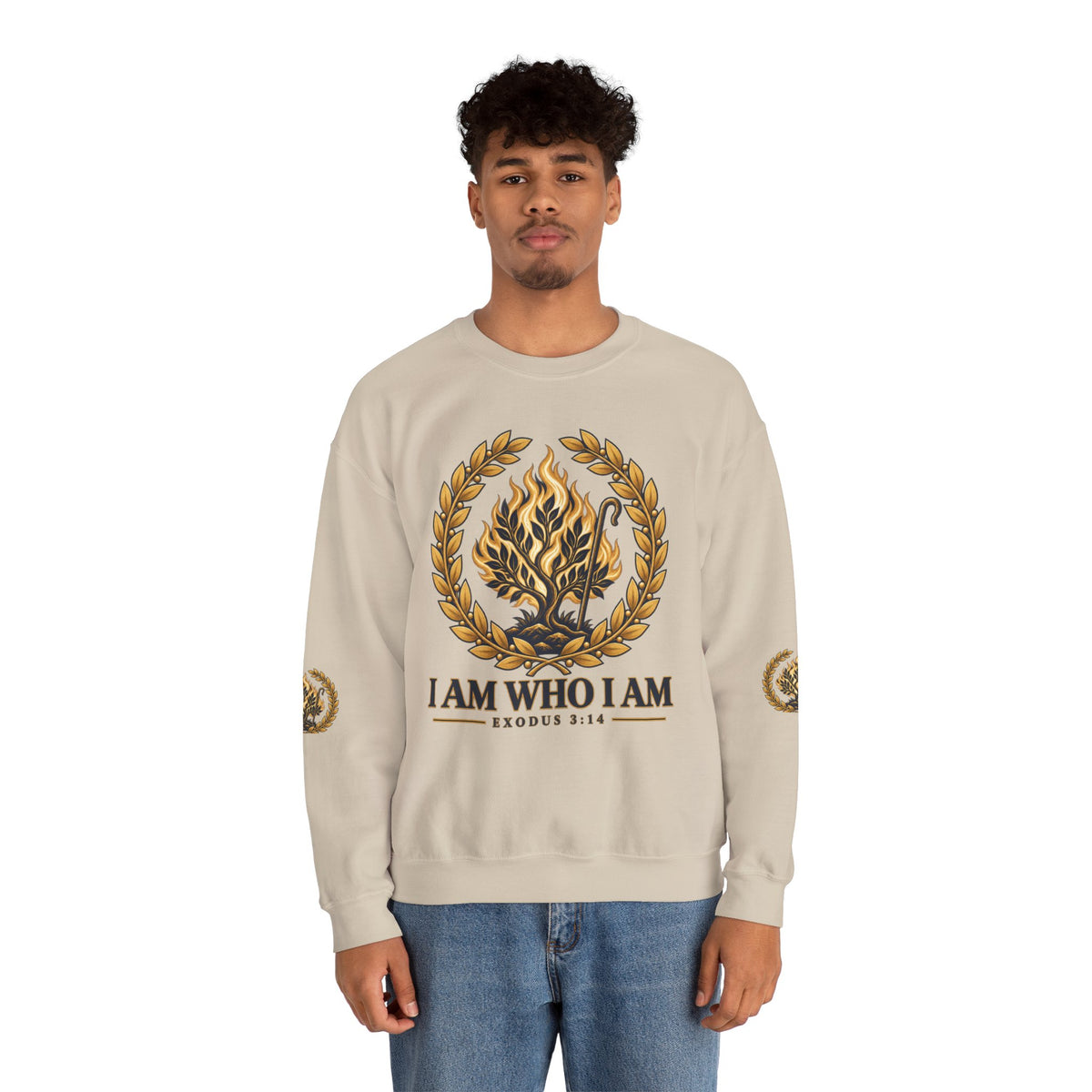 Crewneck Sweatshirt — "I Am Who I Am" Exodus 3:14 Inspirational Pullover