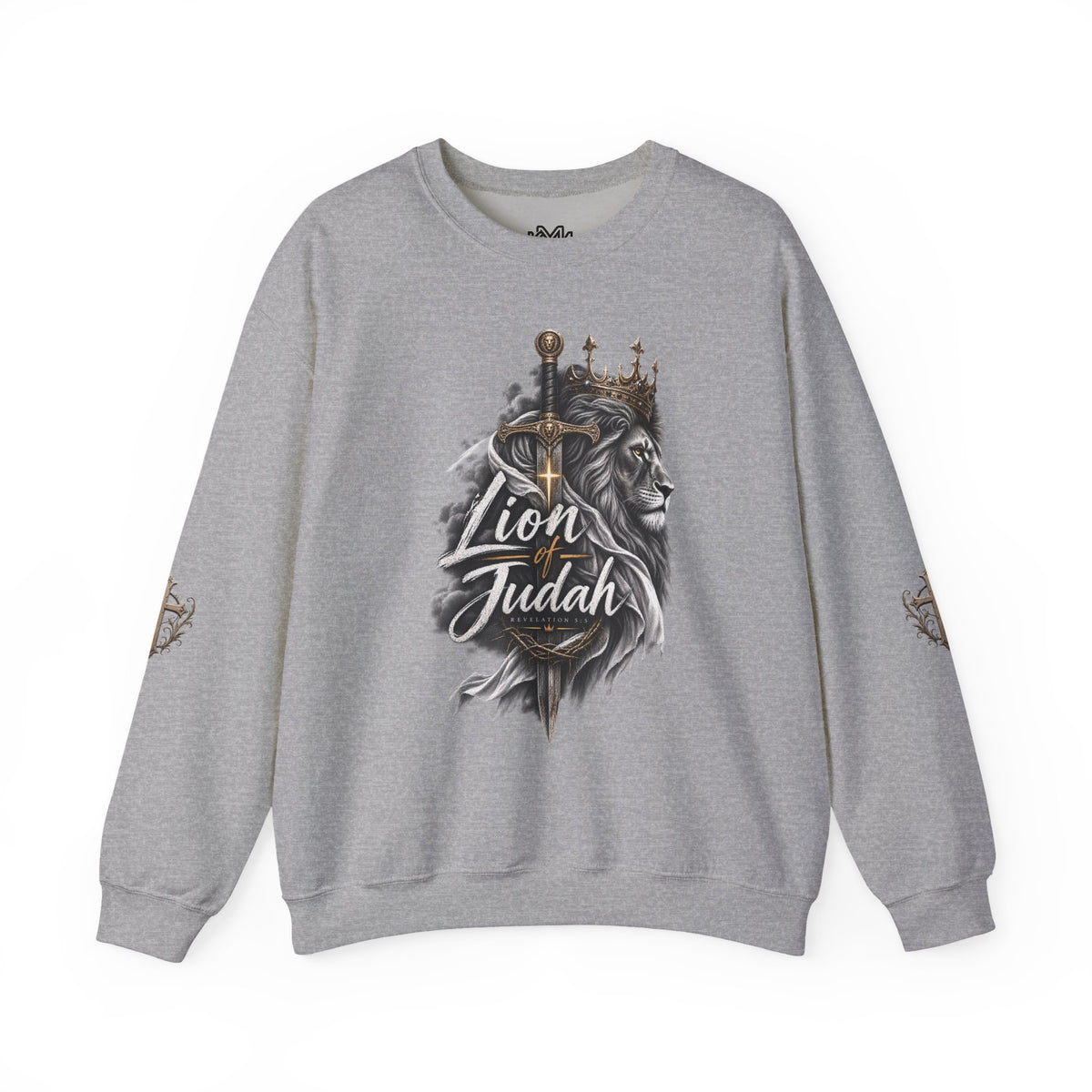 Lion of Judah Sweatshirt — Christian Lion Crewneck with Crown & Ichthys Back