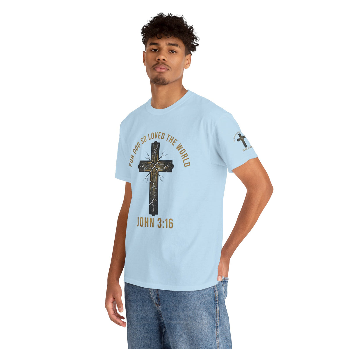 John 3:16 Cross T-Shirt — "For God So Loved the World" Christian Tee