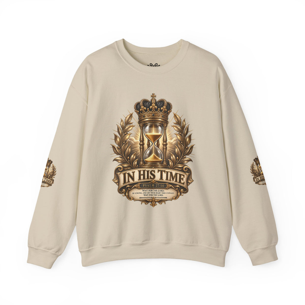 In His Time Crewneck Sweatshirt – Inspirational Christian Scripture Hourglass Design
