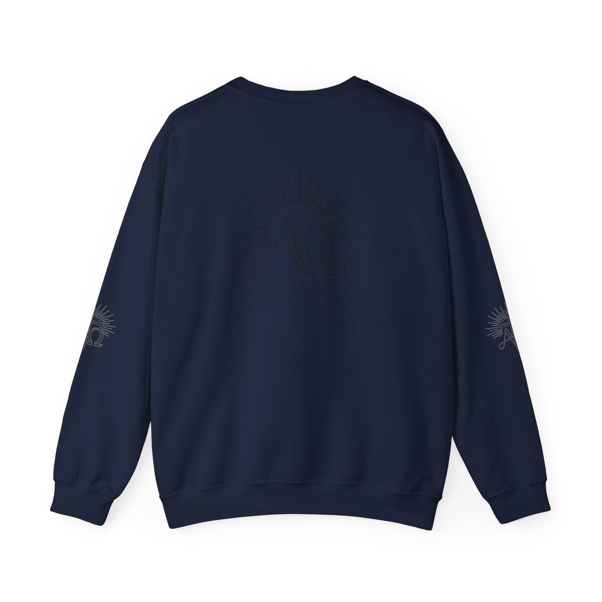 Alpha & Omega Crewneck Sweatshirt — Revelation 22:13 Christian Graphic Pullover