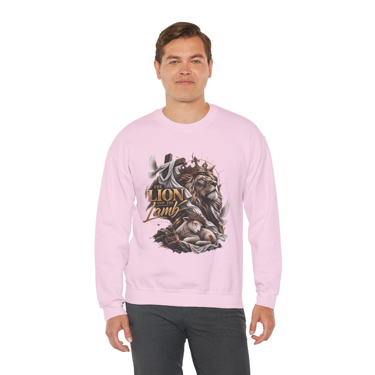 Lion and Lamb Crewneck Sweatshirt — "The Lion and the Lamb" Christian Graphic Pullover