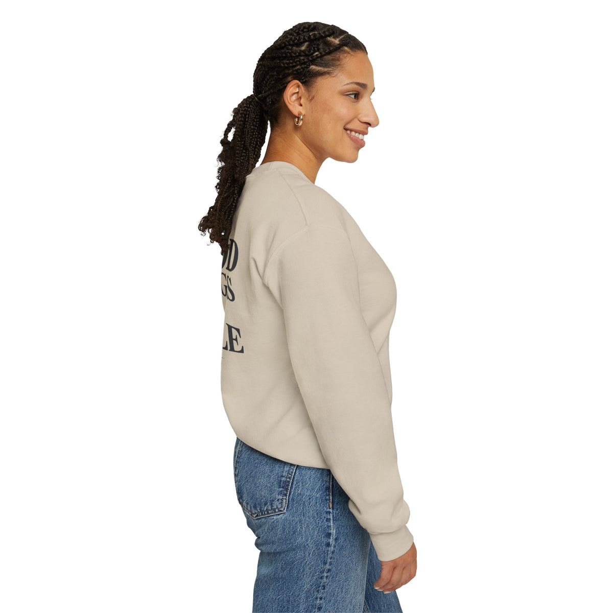 Christian Crewneck Sweatshirt — “With God All Things Are Possible” Inspirational Pullover
