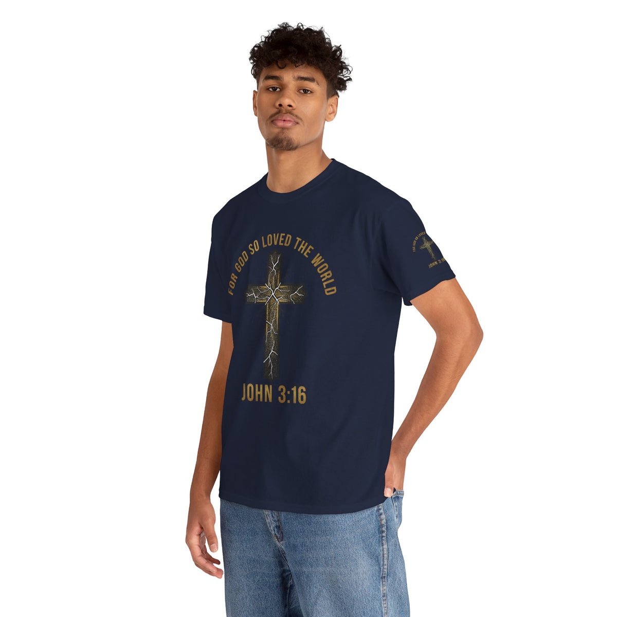 John 3:16 Cross T-Shirt — "For God So Loved the World" Christian Tee