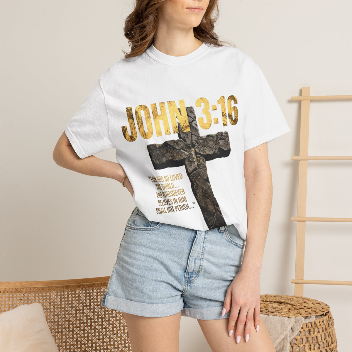 John 3:16 Cross T-Shirt — Christian Faith Scripture Tee